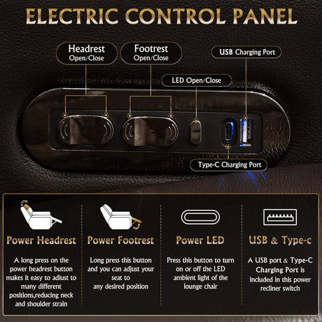 Ultra-Plush Genuine Leather Power Recliner With RGB Lighting - Omega Lifestyles