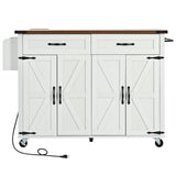 Farmhouse Style Rolling Kitchen Island With Power Outlet - Omega Lifestyles