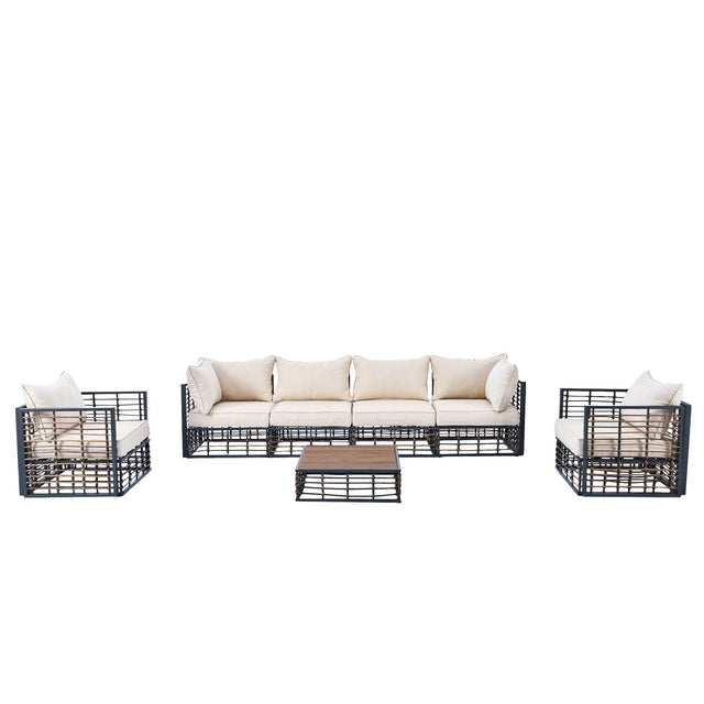 7-Piece Modern Metal Outdoor Patio Sectional Sofa Set - Omega Lifestyles