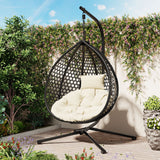 HDPE Rattan Hanging Egg Chair With Removable Cushion