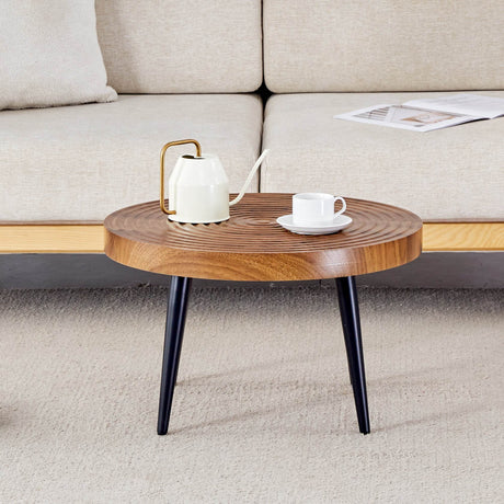 Natural Wood Grain Texture Round Coffee Table - Sleep Galleria