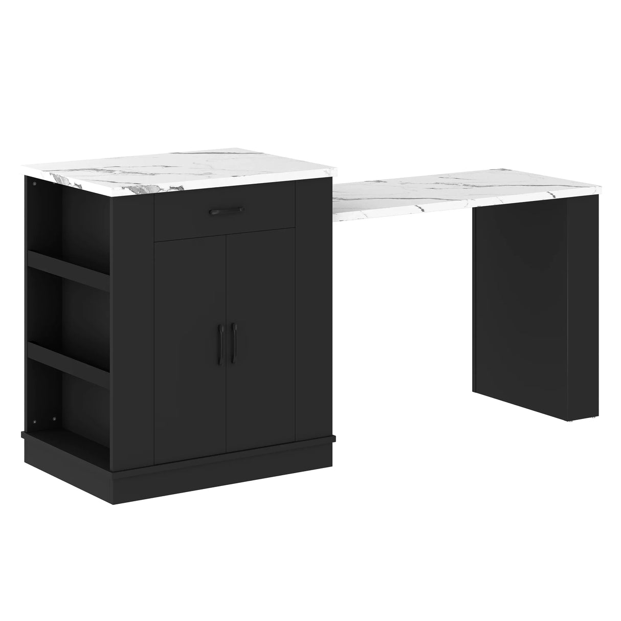 Extendable Black Kitchen Island With Storage Cabinet - Omega Lifestyles