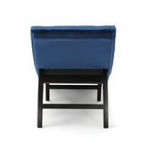 Elegant Tufted Curved Velvet Chaise Lounge Navy Blue - Omega Lifestyles