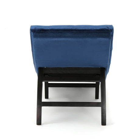 Elegant Tufted Curved Velvet Chaise Lounge Navy Blue - Omega Lifestyles