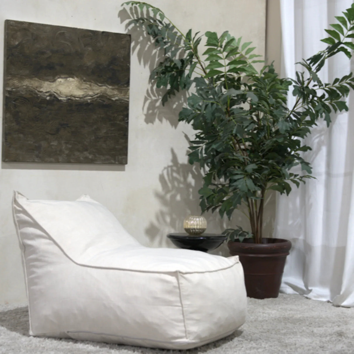 Water Resistant Foam Filled Khaki Bean Bag Chair - Omega Lifestyles