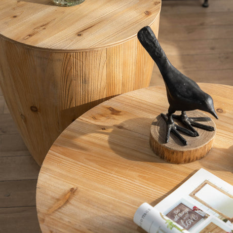2-Piece Vintage Fir Wood Bucket Shaped Coffee Table Set - Sleep Galleria
