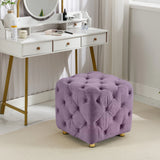 Purple Velvet Storage Ottoman Footstool With High-Density Foam - Omega Lifestyles