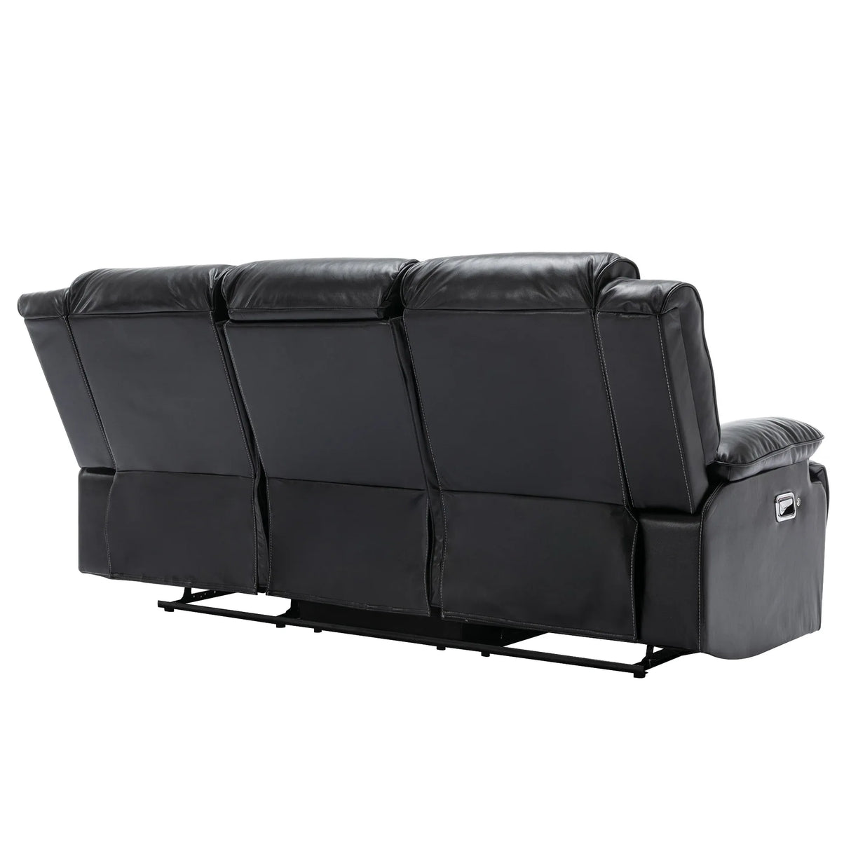 Manual Black Leather Gel Recliner Chair With LED Light Strip - Omega Lifestyles