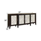 Antique Black Mirror Wood 4-Door Console Cabinet - Omega Lifestyles