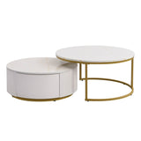 Modern Round Nesting MDF Coffee Table With Drawer - Sleep Galleria