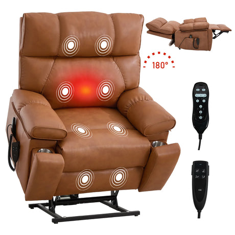 Orange Medium-Firm Faux Leather Power Lift Massage Chair - Omega Lifestyles