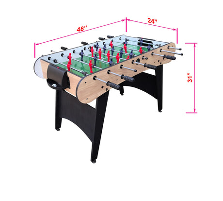 4-Foot Wood MDF Steel Foosball Table with Balls - Omega Lifestyles