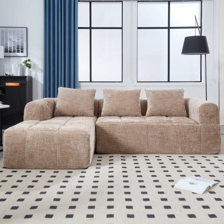 Chenille Modular 3-Seat Sectional Sofa With Side Pockets - Omega Lifestyles