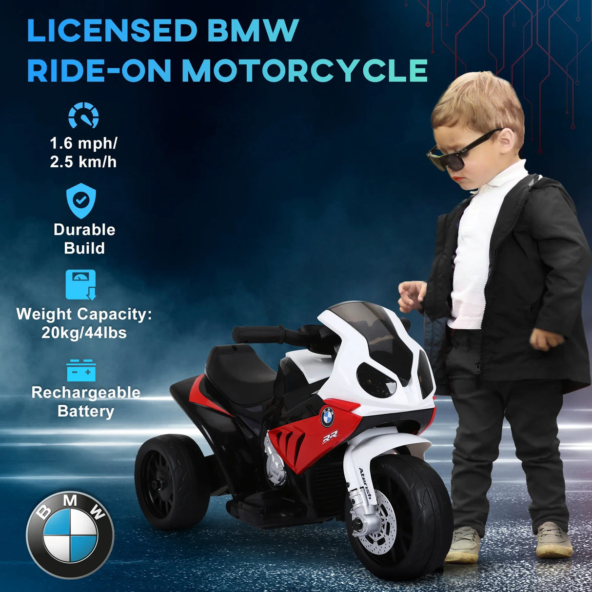 Licensed BMW 6V Toddler 3-Wheel Electric Motorcycle - Omega Lifestyles