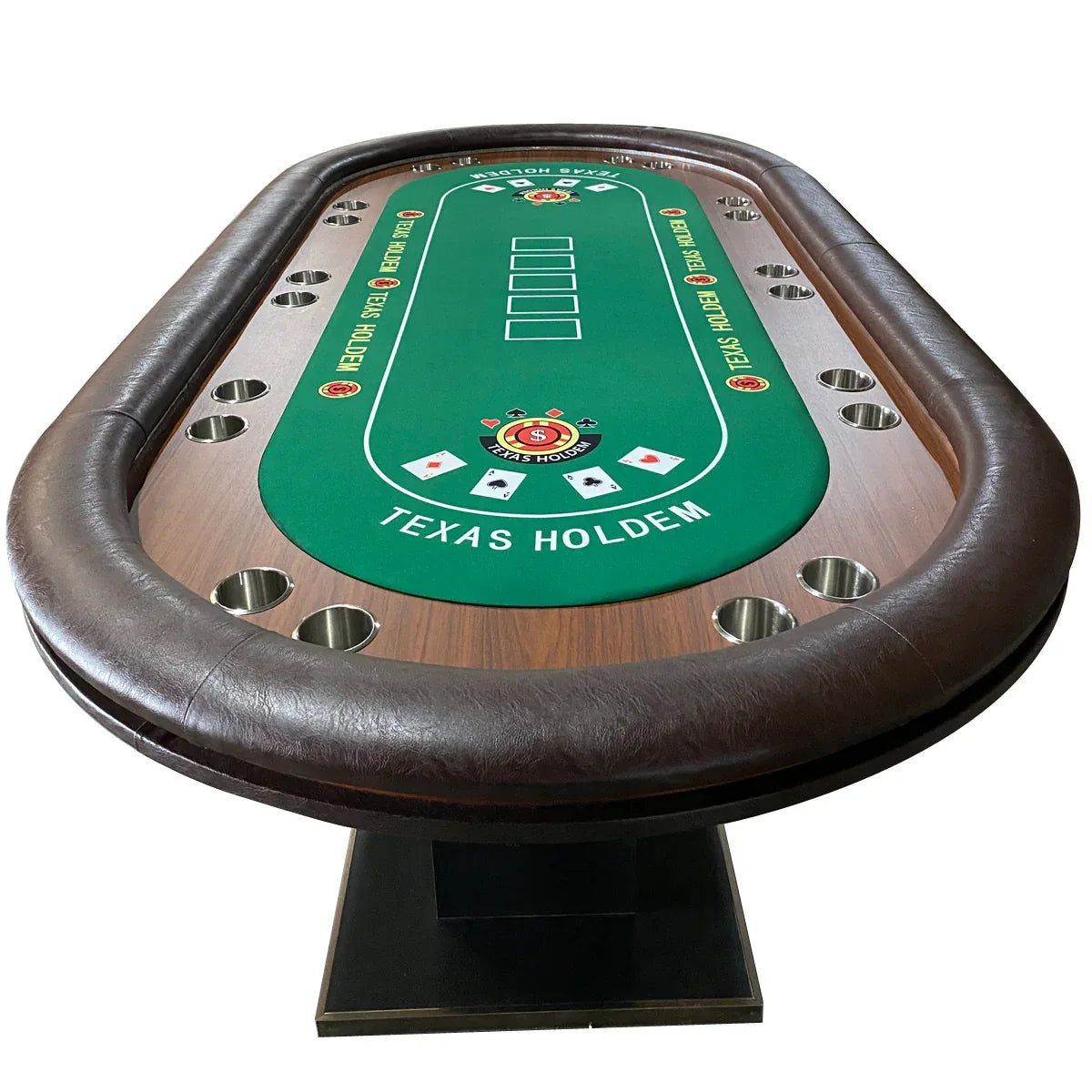 Modern 96-Inch 10-Player Wood Poker Table With LED Lights - Omega Lifestyles