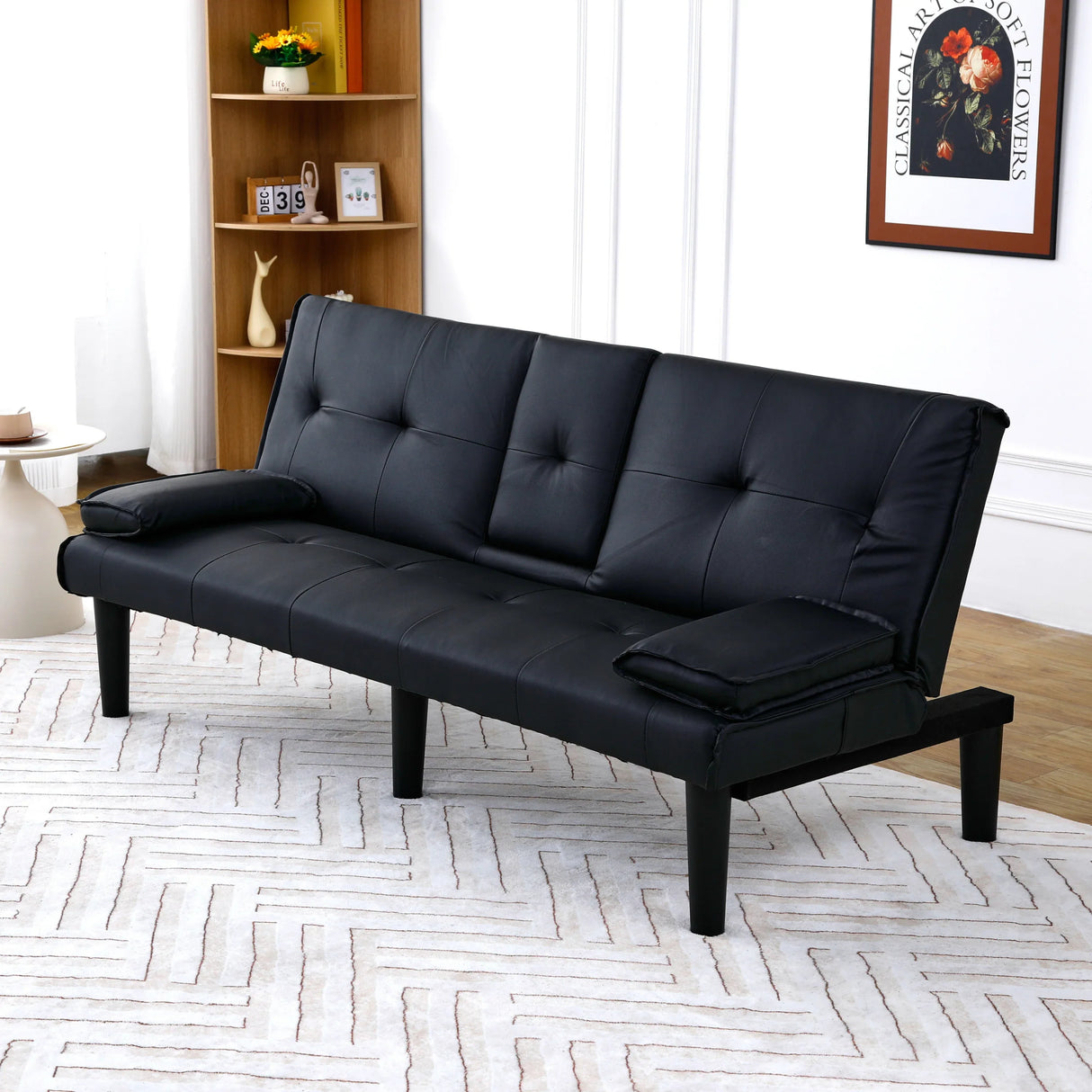 67-Inch Foldable PVC Sofa Bed With Cup Holder - Omega Lifestyles