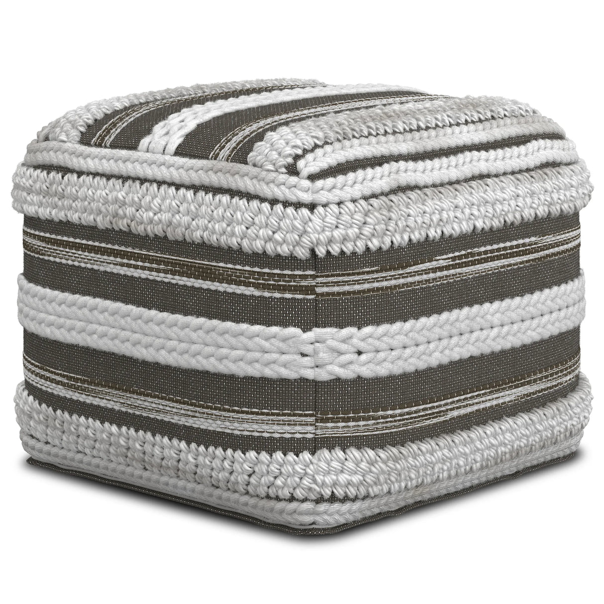 Square Gray Fabric Pouf With Supportive Polystyrene Filling - Omega Lifestyles