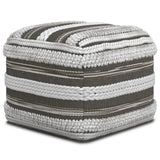 Square Gray Fabric Pouf With Supportive Polystyrene Filling - Omega Lifestyles