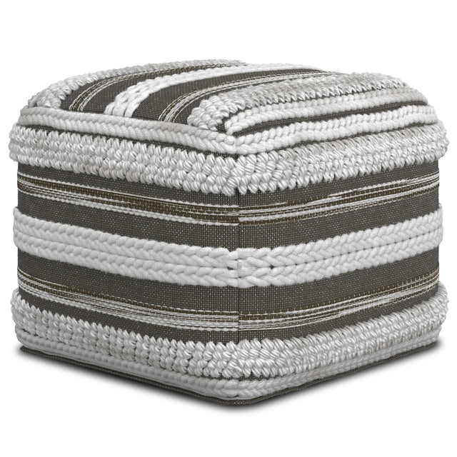Square Gray Fabric Pouf With Supportive Polystyrene Filling - Omega Lifestyles