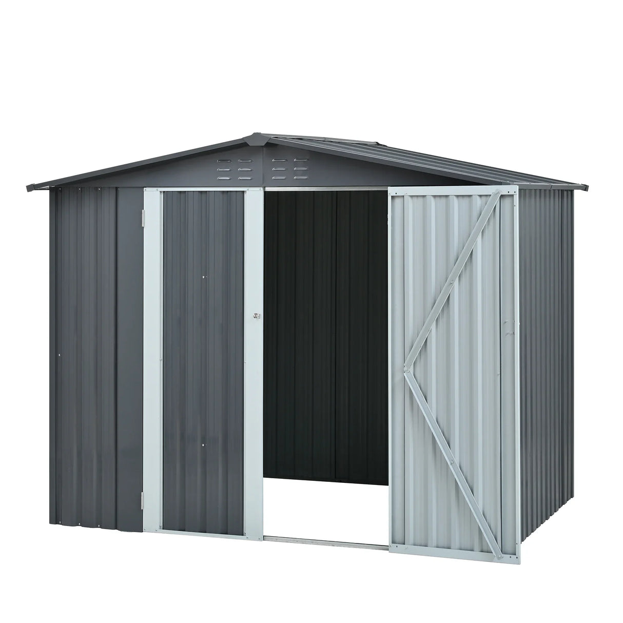 Heavy-Duty Galvanized Steel 6x8ft Outdoor Storage Shed - Omega Lifestyles