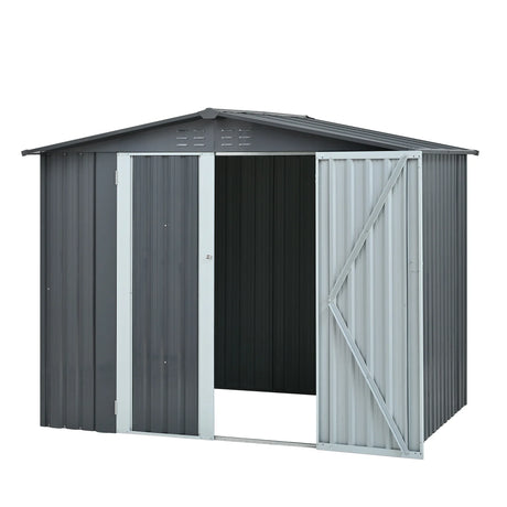 Heavy-Duty Galvanized Steel 6x8ft Outdoor Storage Shed - Omega Lifestyles