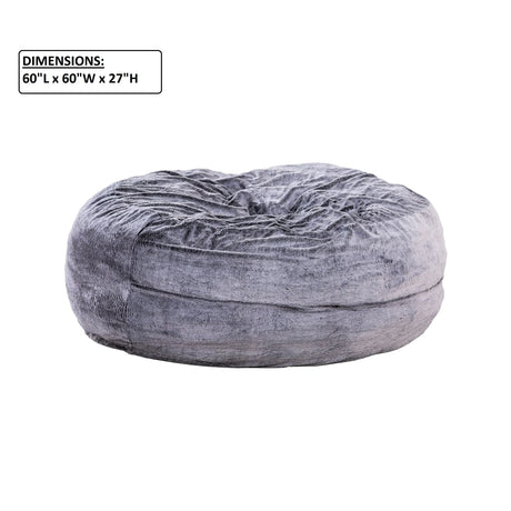 Soft Faux Fur Memory Foam 60-Inch Bean Bag Chair - Omega Lifestyles