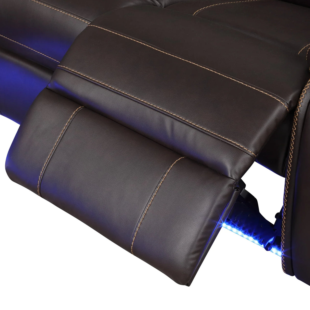 Modern Brown PU Leather Manual Reclining Sectional Sofa - Omega Lifestyles