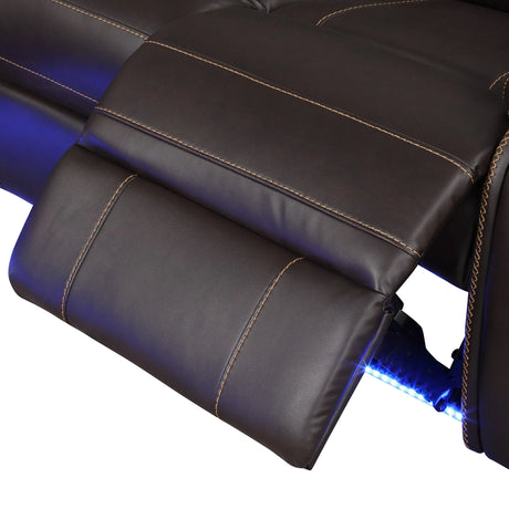 Modern Brown PU Leather Manual Reclining Sectional Sofa - Omega Lifestyles
