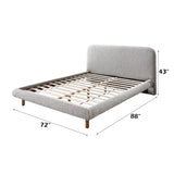 Queen Upholstered Gray Boucle Wooden Bed Frame - Omega Lifestyles