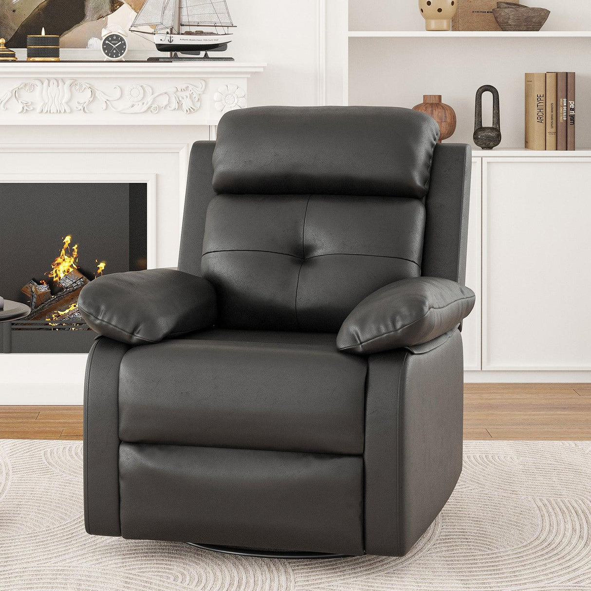 Small Space Swivel Rocker Recliner Chair With Metal Frame - Omega Lifestyles