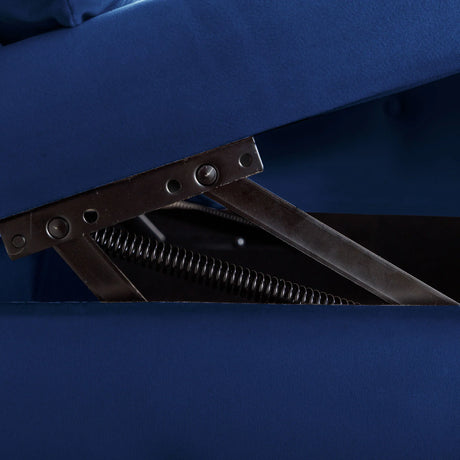 Navy Blue Velvet Classic Chesterfield Storage Chaise Lounge - Omega Lifestyles