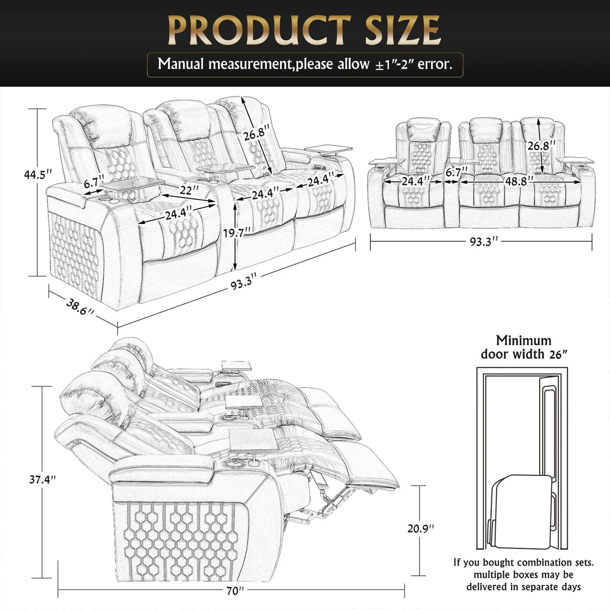 Top-Grain Nappa Leather Power Recliner With RGB Lighting - Omega Lifestyles