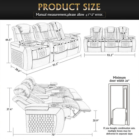 Top-Grain Nappa Leather Power Recliner With RGB Lighting - Omega Lifestyles