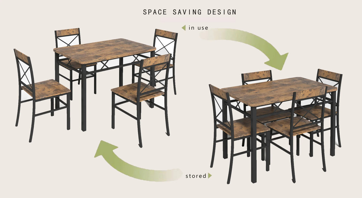 Compact Industrial MDF Metal Dining Table Set for 4 - Omega Lifestyles