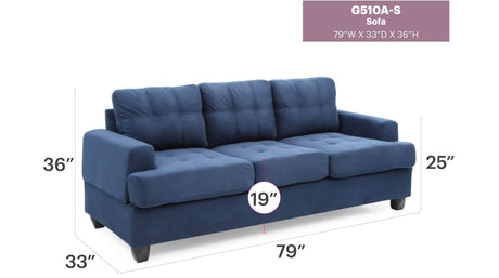 Transitional Micro Suede 3-Seat Sofa With Foam Cushions - Omega Lifestyles