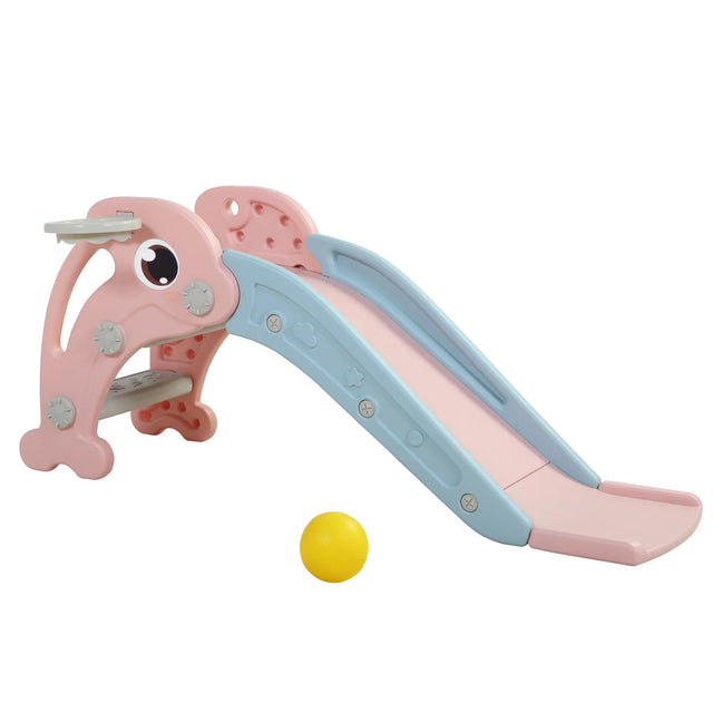 2-in-1 Toddler HDPE Slide With Basketball Hoop - Omega Lifestyles