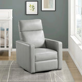 Contemporary Smoke Faux Leather Swivel Gliding Recliner Chair - Omega Lifestyles