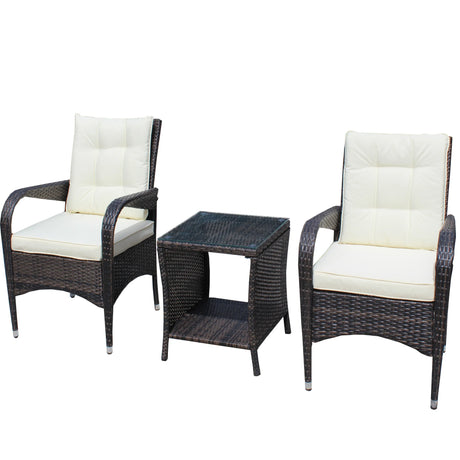 3-Piece Brown Rattan Outdoor Patio Furniture Set - Omega Lifestyles