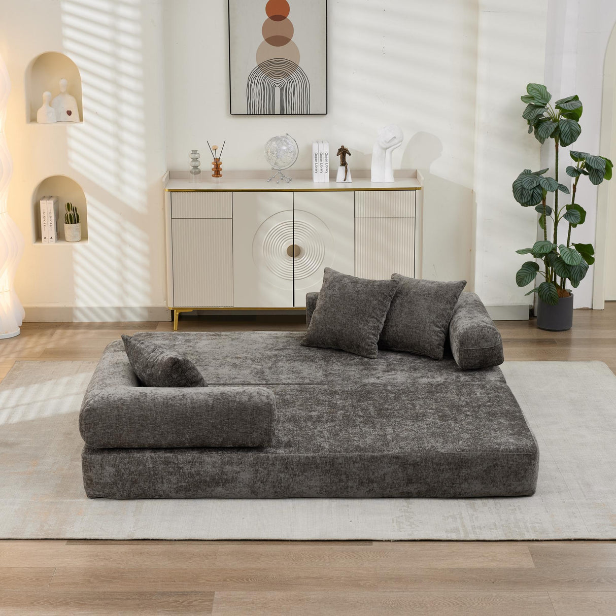 Comfy Convertible Chenille Folding Floor Sofa Bed - Omega Lifestyles