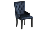 Dark Navy Velvet Parson Side Chair With Wood Legs - Omega Lifestyles