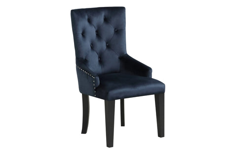 Dark Navy Velvet Parson Side Chair With Wood Legs - Omega Lifestyles