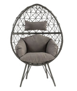 Light Gray Fabric Wicker Patio Lounge Chair With Cushion - Omega Lifestyles
