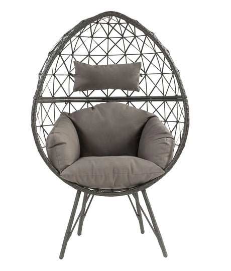 Light Gray Fabric Wicker Patio Lounge Chair With Cushion - Omega Lifestyles