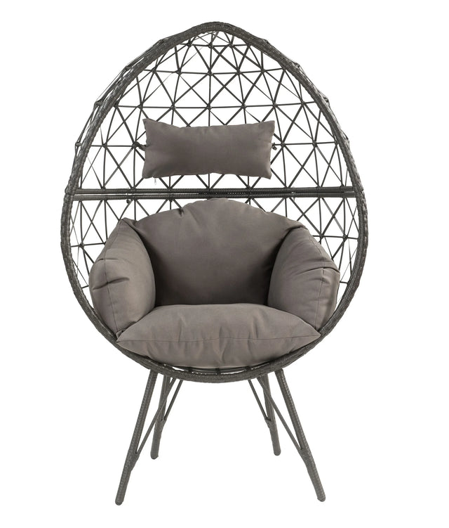Light Gray Fabric Wicker Patio Lounge Chair With Cushion - Omega Lifestyles