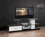 Ivana White Black Finish Rectangular TV Stand With Storage - Omega Lifestyles