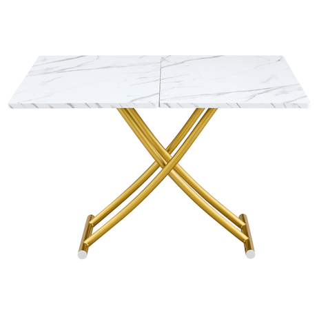 Multifunctional Adjustable Height White Gold Lift Table - Sleep Galleria