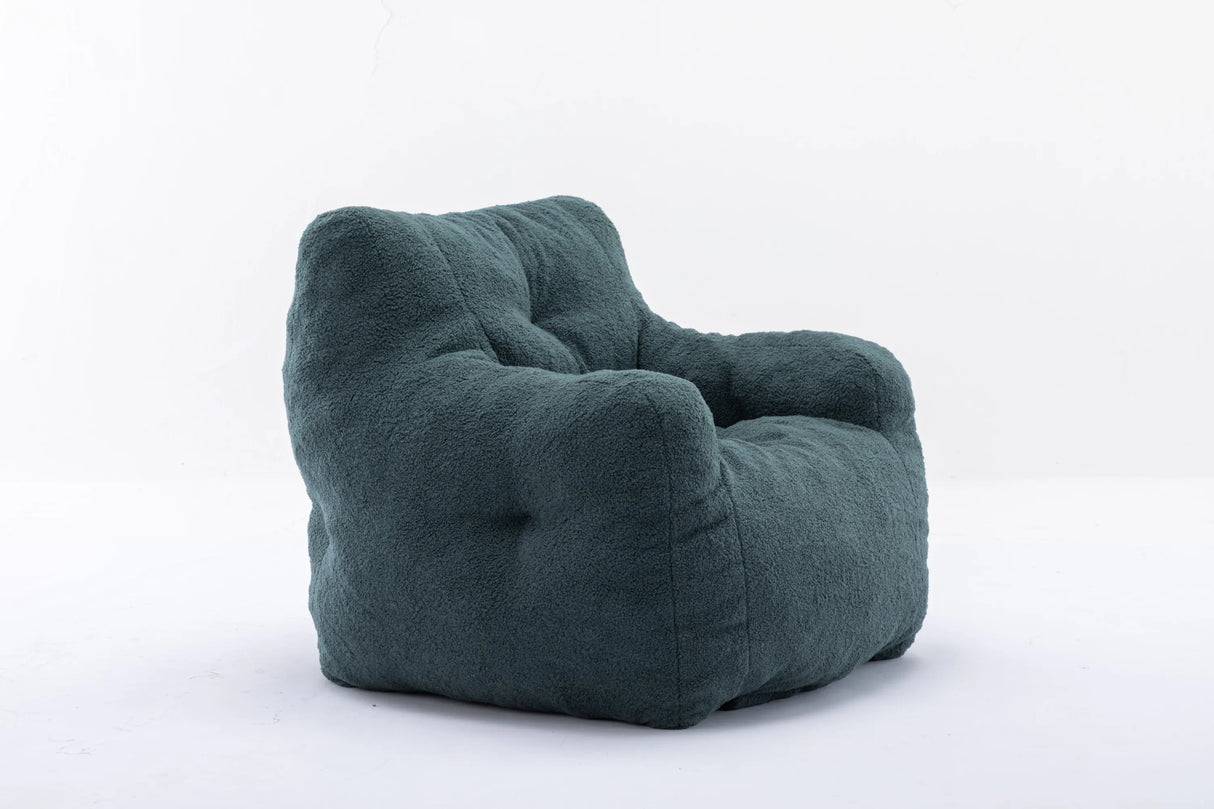 Soft Teddy Fabric Tufted Foam Bean Bag Chair Green - Omega Lifestyles