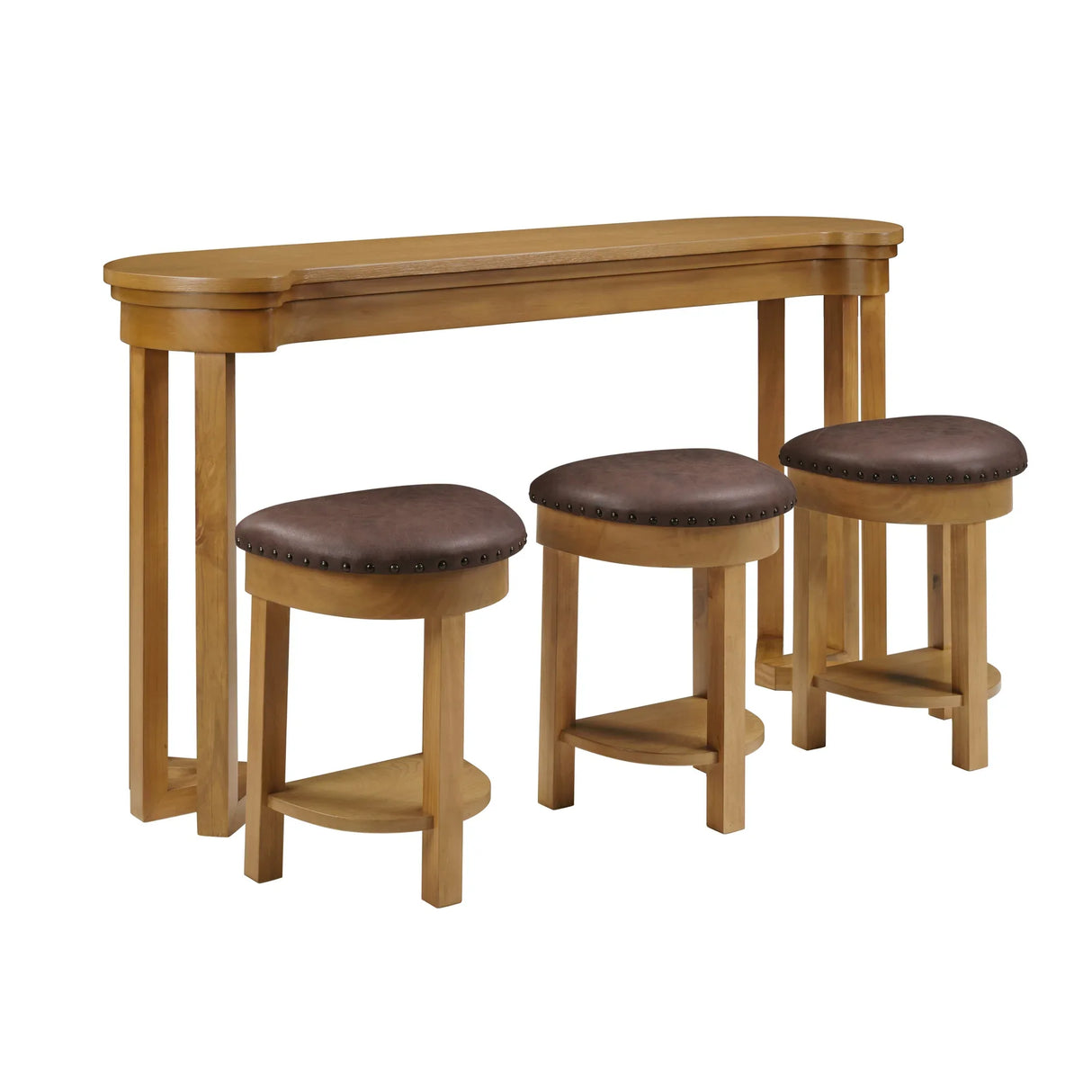 4-Piece Solid Wood Bar Table Set With Padded Stools - Omega Lifestyles