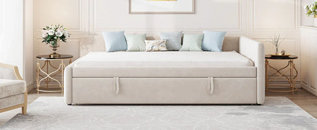 Full Upholstered L-Shaped Daybed With Twin Trundle - Omega Lifestyles