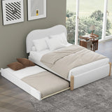 Full Upholstered Platform Bed With Twin Trundle White - Omega Lifestyles